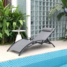 Load image into Gallery viewer, Aluminum Grey Sunbed Pair Set, with Table - Hong Kong Rooftop Party