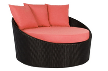 Load image into Gallery viewer, Round sofa with side table, Red cushions - Hong Kong Rooftop Party