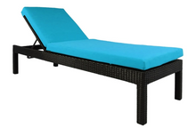 Load image into Gallery viewer, Rattan Sunbed , Blue cushions - Hong Kong Rooftop Party