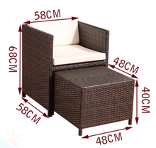 Load image into Gallery viewer, Patio Family 4 Chair Dining set, White cushions, Brown Rattan - Hong Kong Rooftop Party