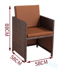 Load image into Gallery viewer, Patio Family 4 Chair Dining set, White cushions, Brown Rattan - Hong Kong Rooftop Party