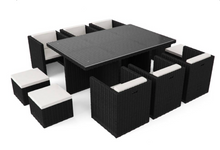 Load image into Gallery viewer, Patio Family 6 Chair Dining set, White cushions, Black Rattan - Hong Kong Rooftop Party