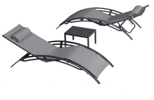 Load image into Gallery viewer, Aluminum Grey Sunbed Pair Set, with Table - Hong Kong Rooftop Party