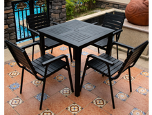 Load image into Gallery viewer, Aluminum Black Polywood Dining Set, 4 Chairs 120cm Table - Hong Kong Rooftop Party