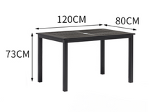 Load image into Gallery viewer, Aluminum Black Polywood Dining Set, 6 Chairs 120cm Table - Hong Kong Rooftop Party