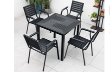 Load image into Gallery viewer, Aluminum Black Polywood Dining Set, 4 Chairs 80cm Table - Hong Kong Rooftop Party