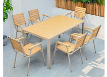 Load image into Gallery viewer, Aluminum Light Brown Polywood Dining Set, 4 Chairs 150cm Table - Hong Kong Rooftop Party