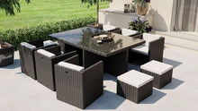 Load image into Gallery viewer, Patio Family 6 Chair Dining set, White cushions, Black Rattan - Hong Kong Rooftop Party