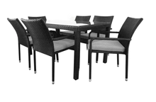 Load image into Gallery viewer, 6 Chair Dining set, Grey cushions - Hong Kong Rooftop Party