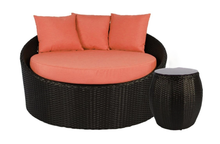 Load image into Gallery viewer, Round sofa with side table, Red cushions - Hong Kong Rooftop Party