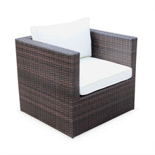 Load image into Gallery viewer, Super Chill Sofa Set, White Cushions, Brown Rattan - Hong Kong Rooftop Party