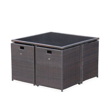 Load image into Gallery viewer, Patio Family 4 Chair Dining set, White cushions, Brown Rattan - Hong Kong Rooftop Party