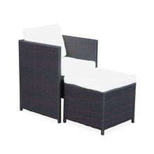Load image into Gallery viewer, Patio Family 4 Chair Dining set, White cushions, Brown Rattan - Hong Kong Rooftop Party