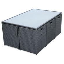 Load image into Gallery viewer, Patio Family 6 Chair Dining set, Grey cushions, Black Rattan - Hong Kong Rooftop Party
