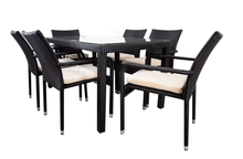 Load image into Gallery viewer, 6 Chair Dining set, White cushions - Hong Kong Rooftop Party