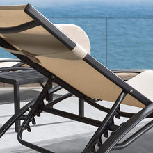 Load image into Gallery viewer, Aluminum Beige Sunbed Pair Set, with Table - Hong Kong Rooftop Party
