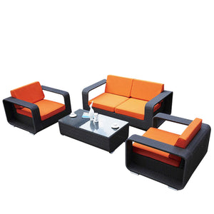 Stanley Lounge Sofa Set, Orange Cushions - Hong Kong Rooftop Party