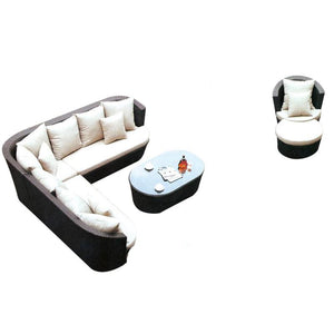 Lombok Lounge Sofa Set, White Cushions - Hong Kong Rooftop Party