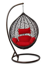 Load image into Gallery viewer, Black Swing Chair, Red cushions - Hong Kong Rooftop Party
