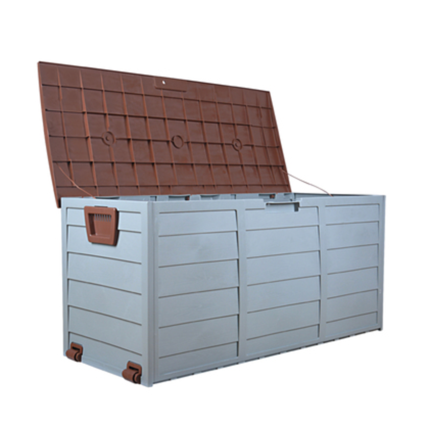 Outdoor Storage Box Plastic Wood, Brown - Hong Kong Rooftop Party