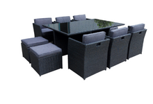 Load image into Gallery viewer, Patio Family 6 Chair Dining set, Grey cushions, Black Rattan - Hong Kong Rooftop Party

