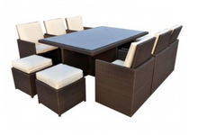 Load image into Gallery viewer, Patio Family 6 Chair Dining set, White cushions, Brown Rattan - Hong Kong Rooftop Party
