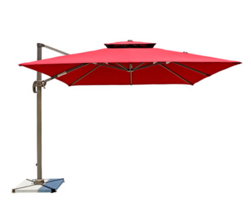 Resort Side-Pole Marble Base Umbrella, Red - Hong Kong Rooftop Party