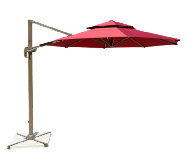 Resort Side-Pole Marble Base Umbrella, Red - Hong Kong Rooftop Party