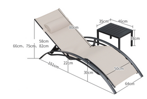 Aluminum Beige Sunbed Pair Set, with Table - Hong Kong Rooftop Party
