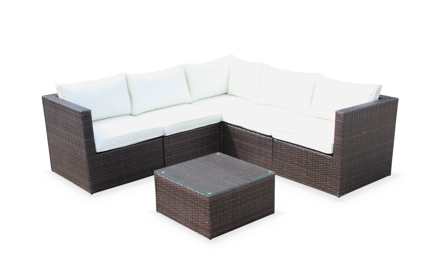 White rattan deals corner sofa