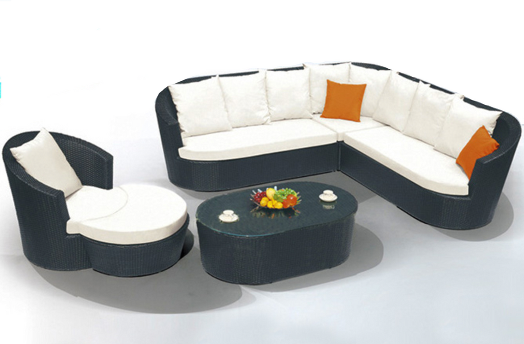 Lombok Lounge Sofa Set, White Cushions - Hong Kong Rooftop Party