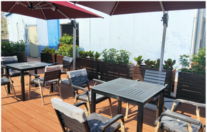Aluminum Black Polywood Dining Set, 4 Chairs 120cm Table - Hong Kong Rooftop Party