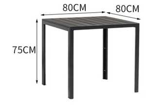 Aluminum Black Polywood Dining Set, 4 Chairs 80cm Table - Hong Kong Rooftop Party