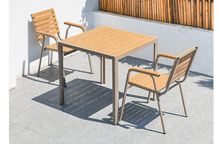 Load image into Gallery viewer, Aluminum Light Brown Polywood Dining Set, 2 Chairs 80cm Table - Hong Kong Rooftop Party
