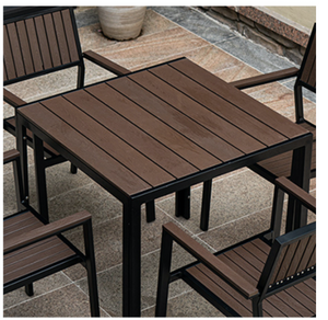 Aluminum Brown Polywood Dining Set, 4 Chairs 80cm Table - Hong Kong Rooftop Party