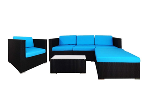 Super Chill Sofa Set, Blue Cushions - Hong Kong Rooftop Party