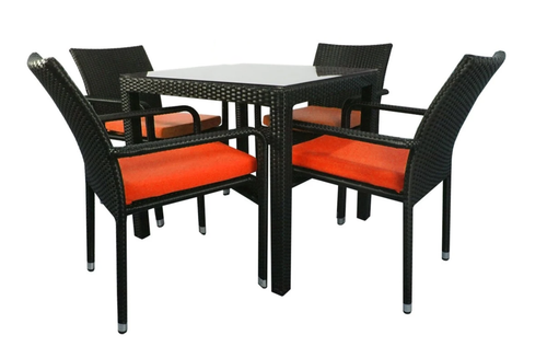 4 Chair Dining set, Red cushions - Hong Kong Rooftop Party